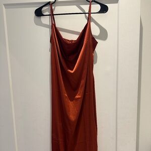 Burnt Orange Satin Slip Dress